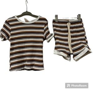 Shop Zovi Peyton Short Set Neutral Stripes 2/3T